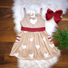 Load image into Gallery viewer, Khaki Chicken Print Girl&#39;s Dress
