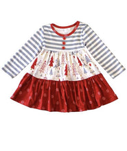 Load image into Gallery viewer, Red Stripe Christmas Tree Girl Dress
