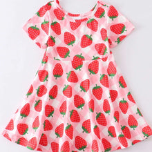 Load image into Gallery viewer, Strawberry, red and white twirl dress for children clothing
