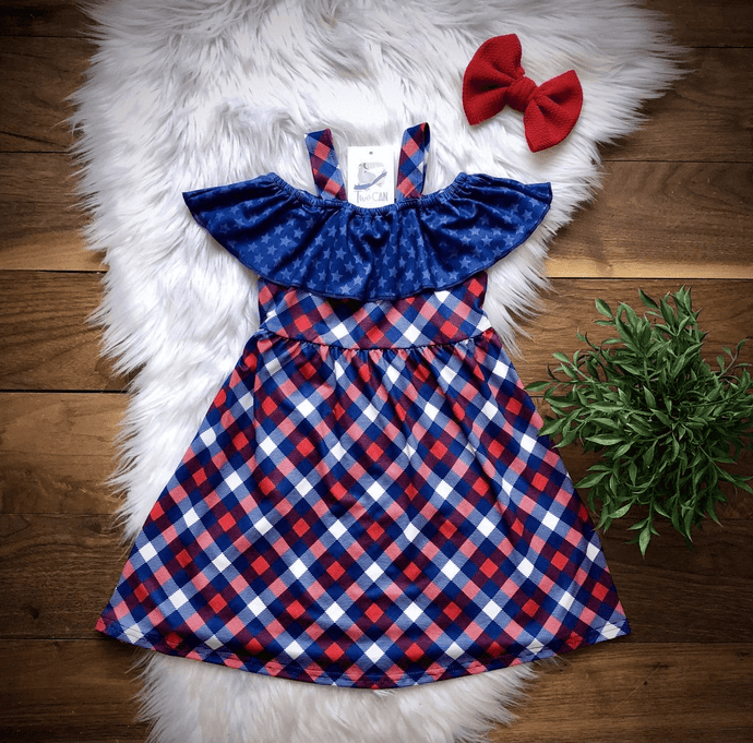 Americana Plaid Girl's Twirl Dress