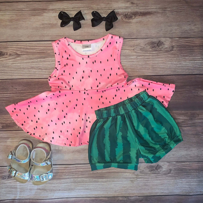 Pink Watermelon Girl Tank & Short Set