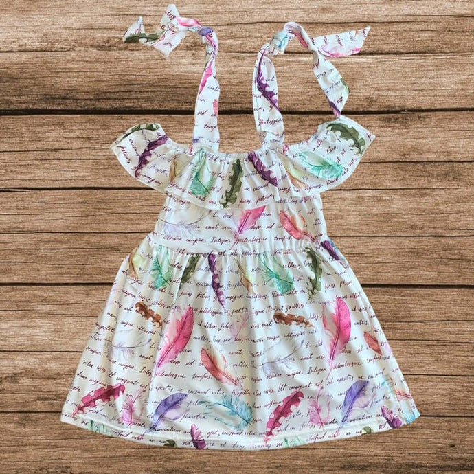 Watercolor Feather Girl Dress