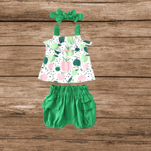 Load image into Gallery viewer, Green Apple Girl Romper Set
