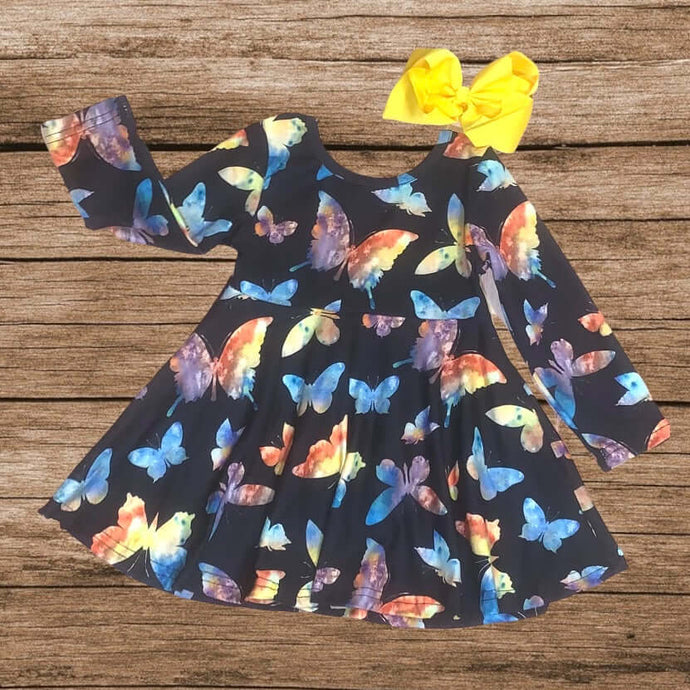Butterfly Print Twirl Girl's Dress