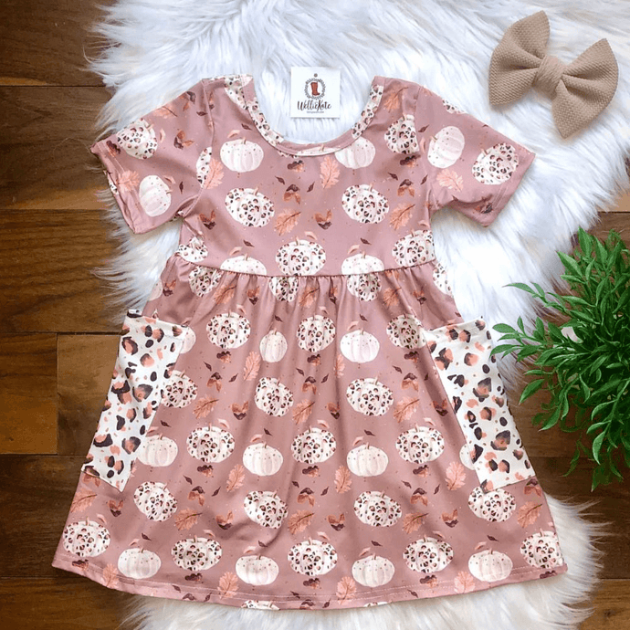 Leopard Print Pumpkin Girl Baby Dress