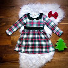 Load image into Gallery viewer, Holiday Plaid &amp; Velvet Girls Dress
